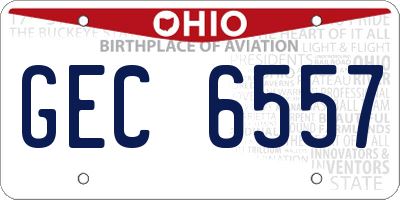OH license plate GEC6557