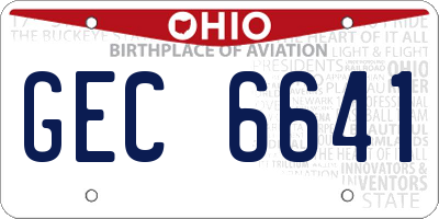 OH license plate GEC6641
