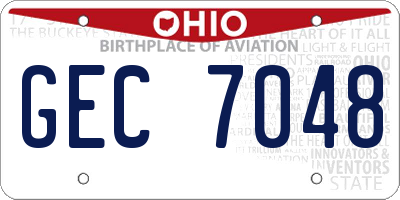 OH license plate GEC7048