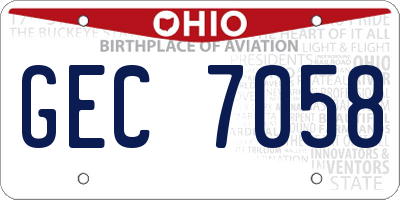 OH license plate GEC7058