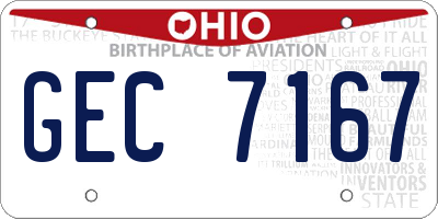 OH license plate GEC7167