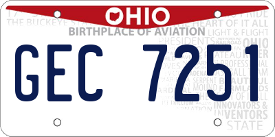 OH license plate GEC7251