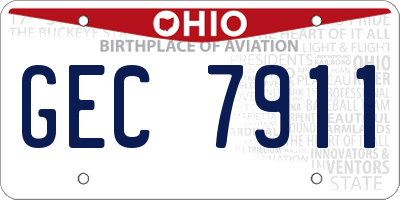 OH license plate GEC7911
