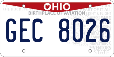 OH license plate GEC8026