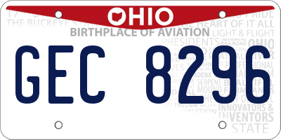 OH license plate GEC8296