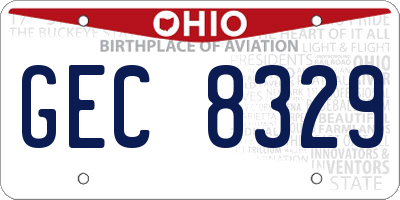 OH license plate GEC8329