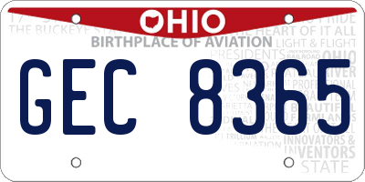 OH license plate GEC8365