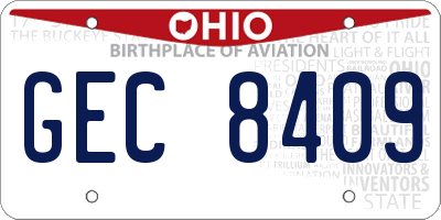 OH license plate GEC8409