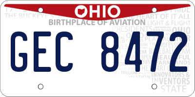 OH license plate GEC8472