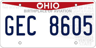 OH license plate GEC8605