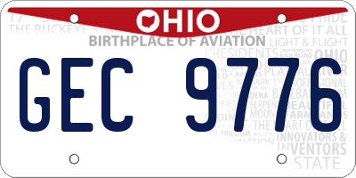 OH license plate GEC9776