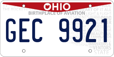 OH license plate GEC9921