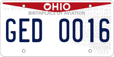 OH license plate GED0016