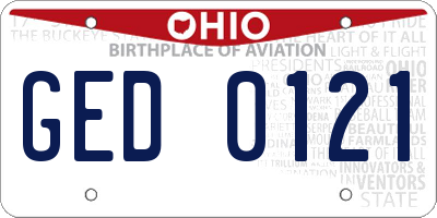OH license plate GED0121