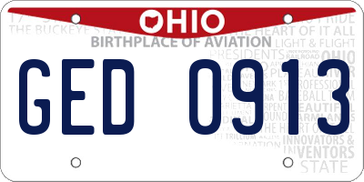 OH license plate GED0913