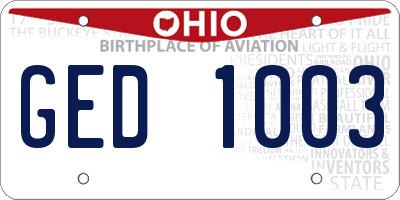 OH license plate GED1003