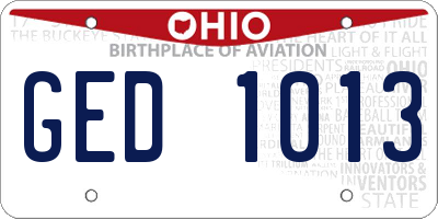 OH license plate GED1013