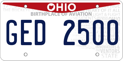 OH license plate GED2500