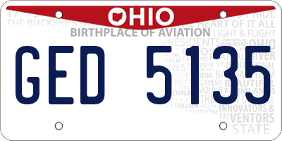 OH license plate GED5135