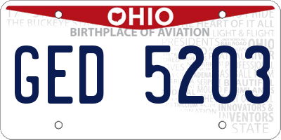 OH license plate GED5203