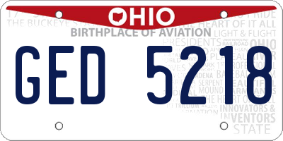 OH license plate GED5218