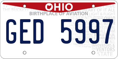 OH license plate GED5997
