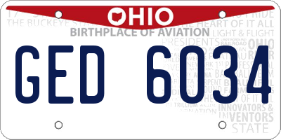 OH license plate GED6034