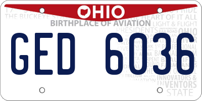 OH license plate GED6036