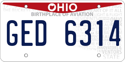OH license plate GED6314