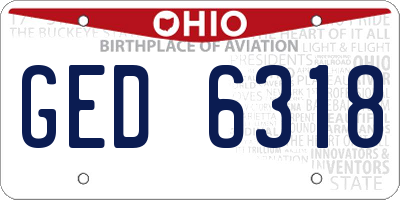 OH license plate GED6318