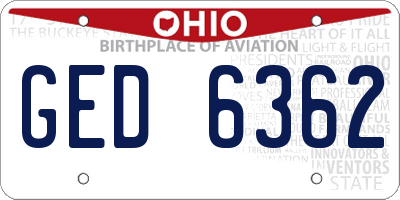 OH license plate GED6362