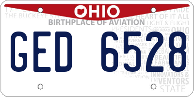 OH license plate GED6528
