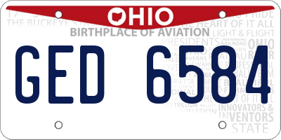 OH license plate GED6584