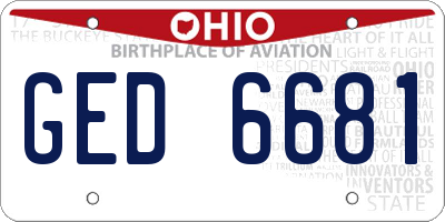 OH license plate GED6681