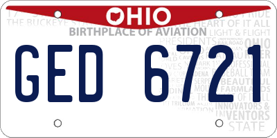 OH license plate GED6721