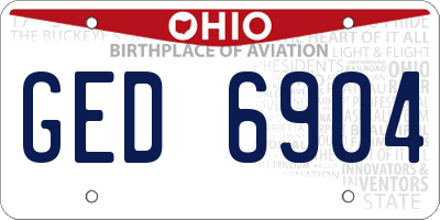 OH license plate GED6904