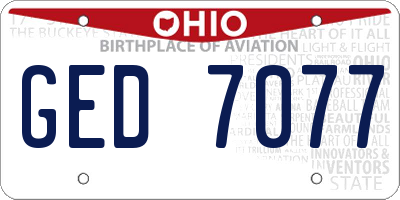 OH license plate GED7077