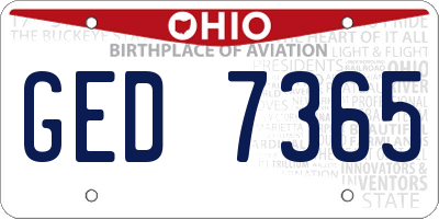 OH license plate GED7365