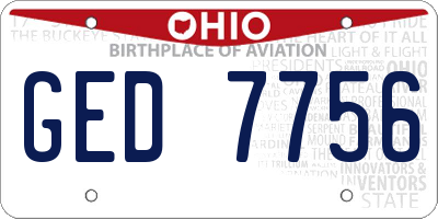 OH license plate GED7756
