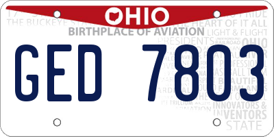 OH license plate GED7803