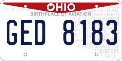 OH license plate GED8183