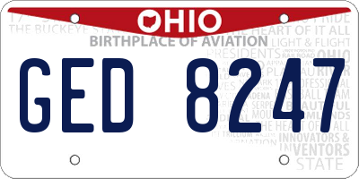 OH license plate GED8247