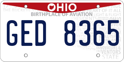 OH license plate GED8365