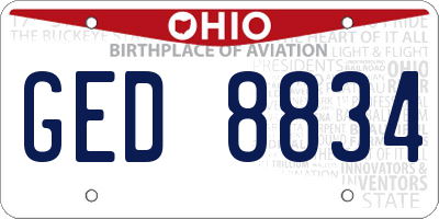 OH license plate GED8834