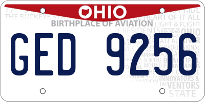 OH license plate GED9256