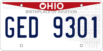 OH license plate GED9301