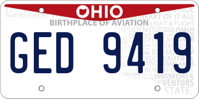 OH license plate GED9419