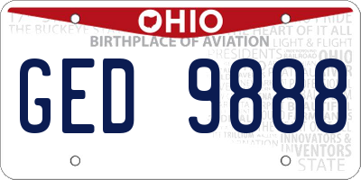 OH license plate GED9888