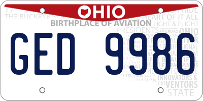 OH license plate GED9986