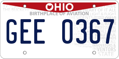 OH license plate GEE0367